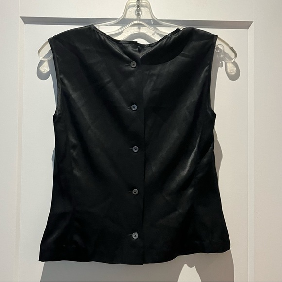 Vintage 100% silk minimalist classic tailored button back sleeveless blouse - Picture 3 of 4